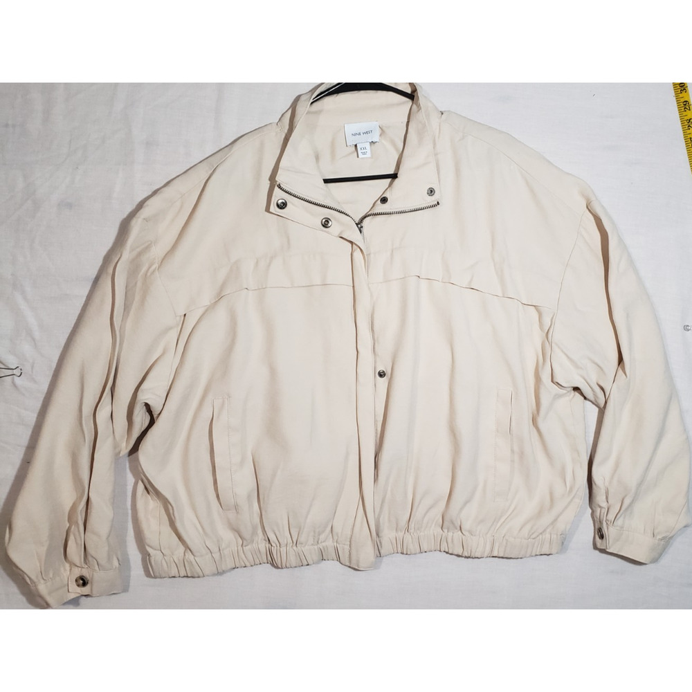 Beige Jacket Nine West Women XXL Zip Up Utility Beige. R169